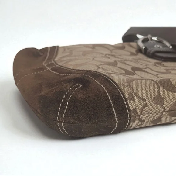 Coach 3577 Vintage Signature Canvas Shoulder Bag Leather Trim Buckle 2005 - Picture 7 of 16